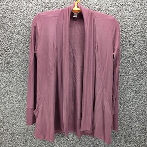 Athleta Pranayama Wrap Cardigan Burgundy Modal Blend Open Front Pockets Size Med